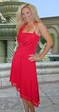 Designer Red Silk Jersey Cocktail Dress by Jax Couture