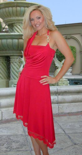 Couture Designer Red Silk Jersey Cocktail Dress