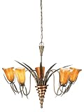 Eurofase CH-5CAL-87 Cala 5-Light Chandelier, Antique Iron/Amber