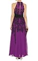 Lace Print Pleated Maxi Dress