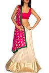 Pearl Banarasi Lehenga with Pink Dupatta