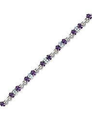 Sterling Silver Amethyst And Blue Topaz Bracelet - 7.25 Inch