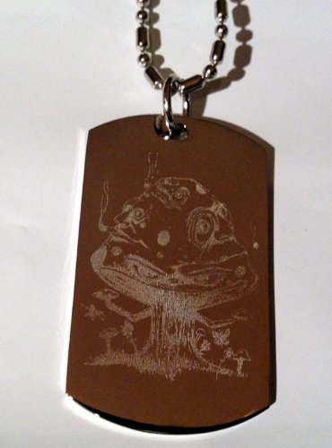 Marijuana Pot Weed Smoking Mushroom Shroom Psychedelic Ganja Leaf Logo Symbols - Military Dog Tag Luggage Tag Key Chain Metal Chain Necklace
