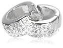 Silver E3395 Pave Set Cubic Zirconia Huggy Earrings