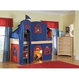 IMAGE OF Cottage Low Loft Tent Bed in Natural with Tower Configuration: Low Loft Bed with Castle Tent