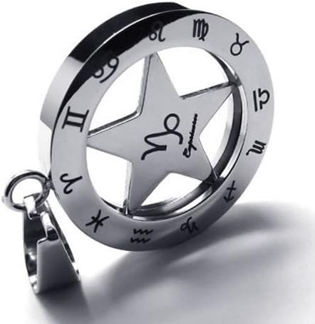 28" KONOV Jewelry Stainless Steel Spinner Zodiac Mens Womens Necklace Capricorn Pendant 28" Chain