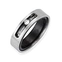 Dual Layer Stainless Steel Cubic Zirconia "Forever Love" Twistable 5.1mm Band Ring - Men