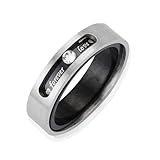Dual Layer Stainless Steel Cubic Zirconia "Forever Love" Twistable 5.1mm Band Ring - Men (Size 7)