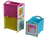 4Gr8 Kidz Pink Series Kids 3 Piece Stackable Wooden Bins