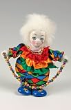 Clown Figurine - Multi-Colored & Rope, Hand-Painted, Posable, Porcelain, 7 Height