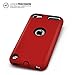 iPod Touch 5th Case, MagicMobile® Premium Dual Heavy Duty Hybrid Shockproof Resistant Armor Protective Case Cover for Apple iPod 5th Generation Red Rugged Silicone Layer and Black Hard Plastic