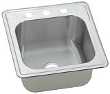 Elkay ESE2020103 Gourmet Elite 20-Inch by 20-Inch Stainless Steel Single Bowl Self-Rimming Three-Hole Kitchen Sink, Satin Finish