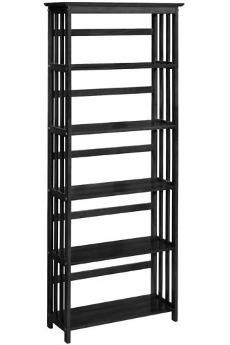 Mission - style 29w 5 - shelf Bookshelf, FIVE-SHELF, BLACK