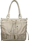 Womens Silver Grey Faux Leather Vintage Handbag