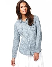 Indigo Collection Pure Cotton Floral Denim Shirt