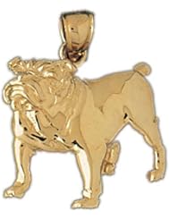Dazzlers Solid 14k Gold Bulldog Dog Charm Pendant Available in three colors from jewelsberry (weights: 5.5 grams only)