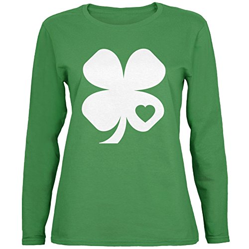 St. Patrick's Day Shamrock Heart Green Womens Long Sleeve T-Shirt