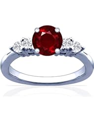 Platinum Round Cut Ruby Ring With Sidestones (GIA Certificate)