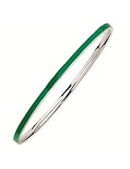 Sterling Silver Stackable Expressions Green Enamel Bangle Bracelet - Stackable Jewelry Collection