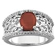 14K White Gold Cabochon Mozambique Garnet and Diamond Ring