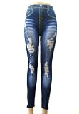 NWT Blue Ripped jeans Leggings with sewed