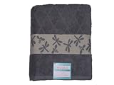 Revere Mills Waverly Jacquard Border Sculpted Body 100-Percent Ring Spun Cotton Bath Towels, Lattice/Wings, Storm Grey