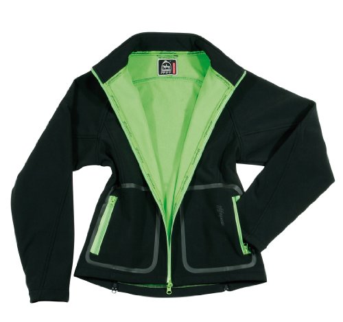 PFIFF Damen Softshell Jacke Canberra, schwarz/gr&uuml;n, L, 100959-68-L