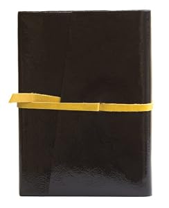Milano Pocket Journal Diary, Genuine Black Patent Leather, Lined, Leather Wrap Closure, 3x5"