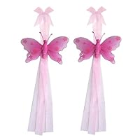 Dark Pink Jewel Butterfly Curtain Tieback Pair / Set - tiebacks holder sheer tie backs, nylon nursery bedroom girls room ceiling wall decor, wedding birthday party baby bridal shower