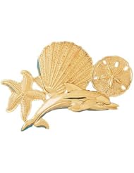 Dazzlers Solid 14 karats gold Dolphin, Shell, Starfish Charm Pendant Available in three colors from jewelsberry (weights: 22.3 grams only)