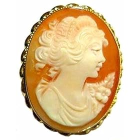Beautiful, Cameo Pin Pendant, Italian, 14k Yello Gold Framed, Master Carved,... by cameos