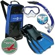 Aqua Lung Sport St. Tropez LX Mask, Seabreeze II Snorkel, Trek Fins & Travel Bag - Blue