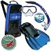 Sporting Goods : Aqua Lung Sport St. Tropez LX Mask, Seabreeze II Snorkel, Trek Fins & Travel Bag - Blue