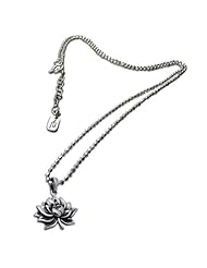 Shanti Boutique Water Lily Necklace 16-17" adjustable Diamond-Cut Chain Sterling Silver