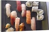 Box Canvas Print of Plate of sushi covered with raw fish and stuffed from Robert Harding