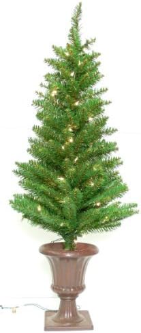 4' Pre-Lit Christmas Tree in Decorative Urn with Clear Lights