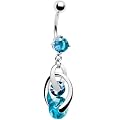 Piercing pour le Nombril - CZ Dangle aqua