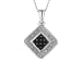 White and Black Diamond Square Pendant in 10K White Gold with Chain