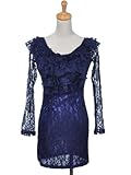 IMAGE OF Anna-Kaci S/M Fit Royal Blue Floral Lace Classic Romantic Formal Ruffle Dress