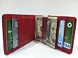 Black/Red Money Clip Bi-Fold Leather Wallet by DesignSK