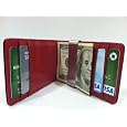 Black/Red Money Clip Bi-Fold Leather Wallet by DesignSK