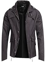 Coofandy Men's Fashion Military Zip Up Jacket Casual Button Coat