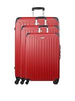 AMERICAN TRAVEL Set de 3 trolleys rígidos (Rojo)