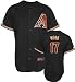 Brandon Webb Jersey: Adult 2010 Majestic Alternate Black Replica #17 Arizona Diamondbacks Jersey - Small