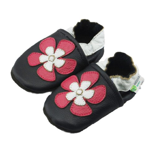 Augusta Baby Aloha Black Soft Sole Leather Baby Shoe (6-12 mo)