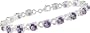 Amethyst and Heart Link Bracelet in Sterling Silver