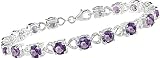 Amethyst and Heart Link Bracelet in Sterling Silver