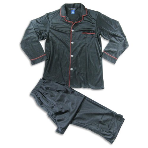 Claiborne   Mens Big Long Sleeve Pajamas, Off Black
