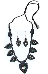 Handmade Jewellery Necklace and Earing In Terracota Handcrafted Unique Gift For Her