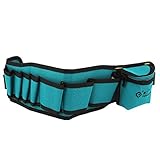 uxcell 腰袋　ハードウェアツールバッグ　ツールウエストバッグ　道具袋　53X 13cm　ティールブルー　ブラック　キャンバスストラップ　プラスチック